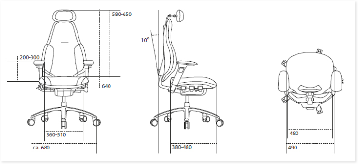 Dimensioni sedia ergonomica RH Mereo